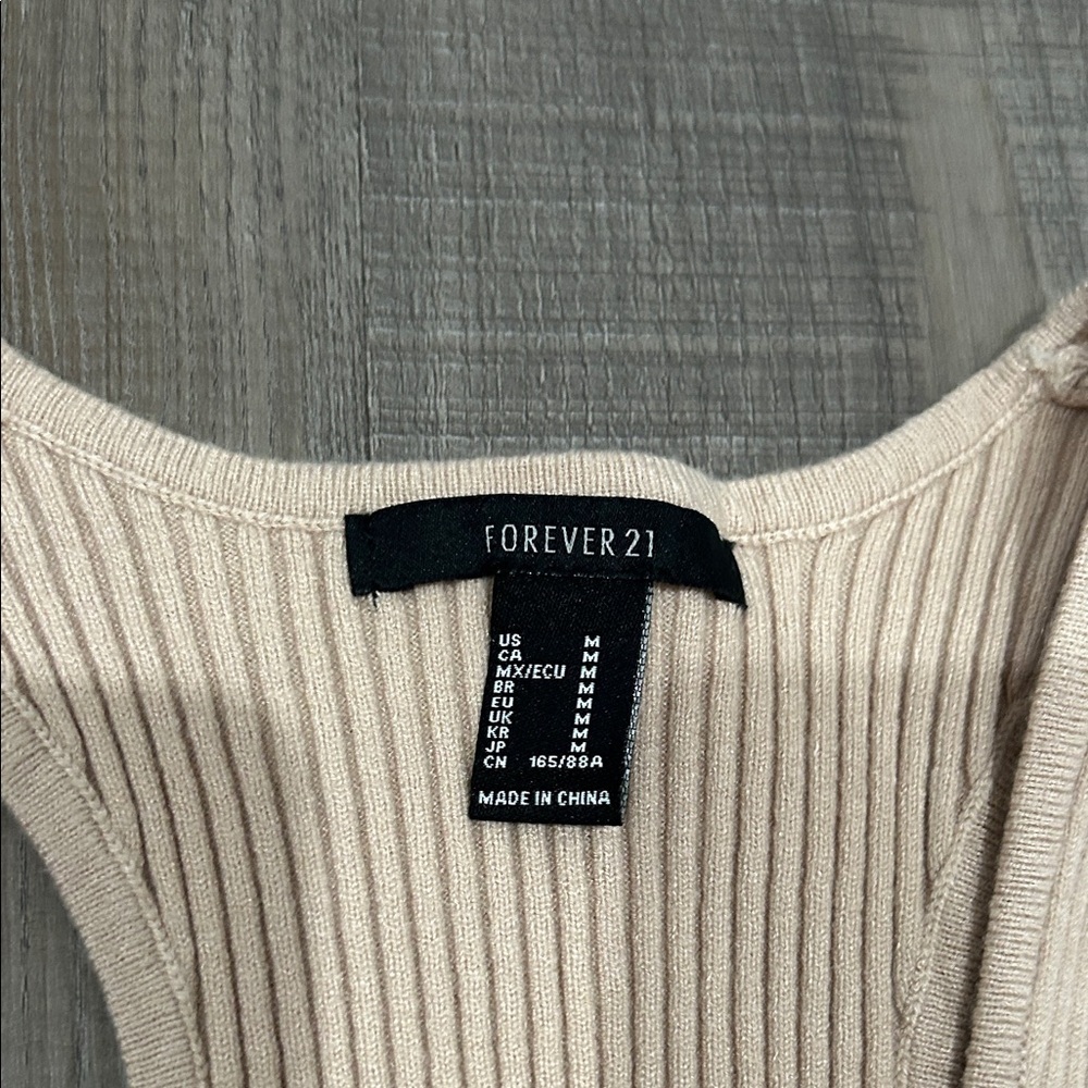 Forever 21 Ribbed Tank Top Set - White and Tan - Picture 2 of 6